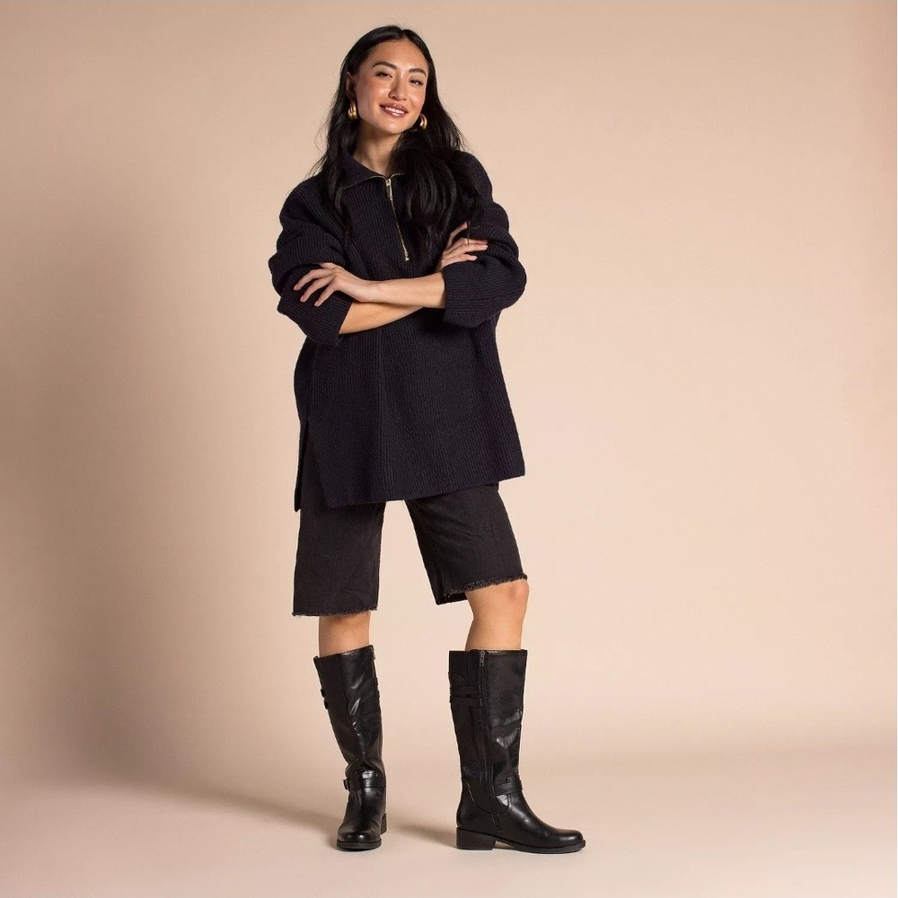 Journee Sonny Women's Round Toe Buckle Detail Knee-High Boots Extra Wide 7.5 New